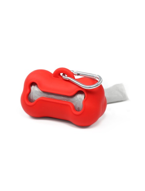 Record Osso Dispenser Sacchetti Igienici Per Cani In Silicone Colore Rosso  8 X 4,5 X
