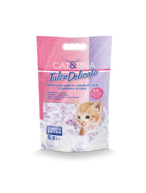 Cat&Rina Talco Delicato Lettiera Per Gatti In Cristalli Di Silice Al Profumo Di Talco 5,5 L