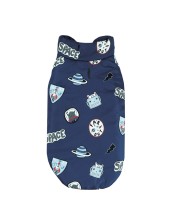 Record Space And Aliens Cappottino Impermeabile Per Cani Blu Xxs - Lunghezza Dorso 25 Cm