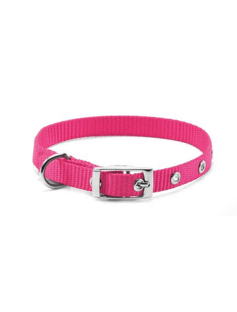 Record Collare Per Cani In Nylon Con Fibbia In Metallo Colore Rosa Xxs - 1 Cm | Ø 25-30 Cm