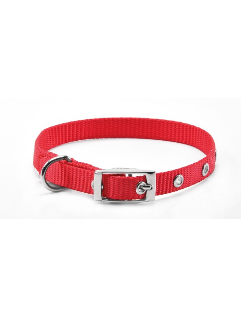 Record Collare Per Cani In Nylon Con Fibbia In Metallo Colore Rosso Xxs - 1 Cm | Ø 25-30 Cm