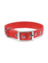 Record Collare Per Cani In Nylon A Doppio Strato Con Fibbia Colore Rosso - Xl Circonferenza 65-70 Cm