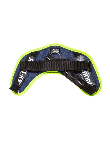 Julius-K9® Idc Powerharness Pettorina Per Cani Piccoli S - Circonferenza 49-67 Cm Peso 7-15 Kg - Jeans, Giallo Fluo