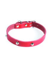 Record Collare Per Cani In Cuoio Con Borchie Xxs - 1,2 Cm|circonferenza 23-29 Cm - Rosso