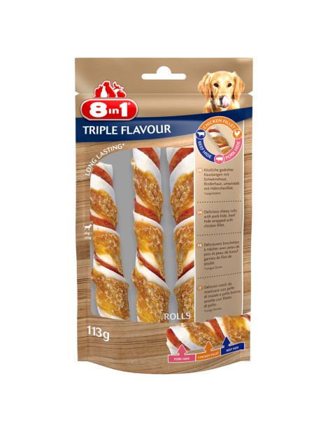 8In1 Snack Per Cani Triple Flavour 113 G - Extra Rolls