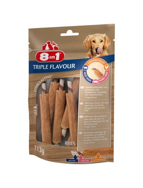 8In1 Snack Per Cani Triple Flavour 113 G - Costolette