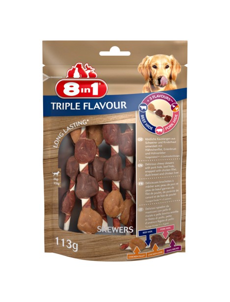 8In1 Snack Per Cani Triple Flavour 113 G - Spiedini