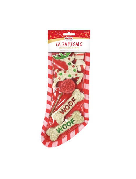 Record Calza Regalo Natalizie Con Snack Per Cani Large 170 G