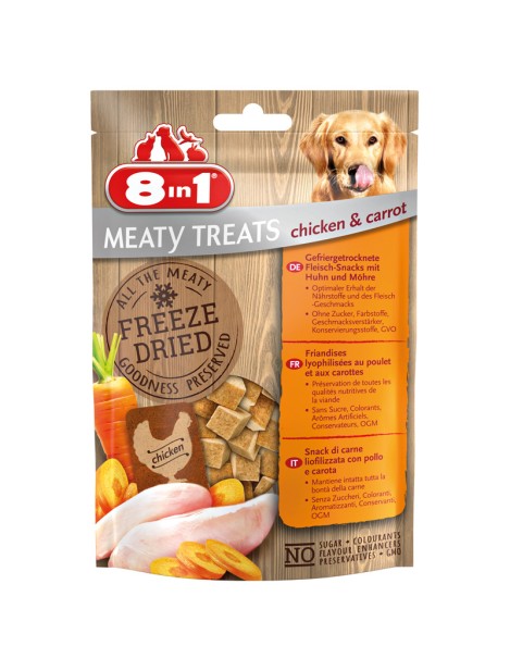 8In1 Meaty Treats Snack Di Carne Liofilizzatia Con Pollo & Carote Per Cani - 50 G