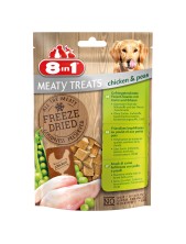 8in1 Meaty Treats Snack Di Carne Liofilizzatia Con Pollo & Piselli Per Cani - 50 G