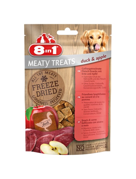 8In1 Meaty Treats Snack Di Carne Liofilizzatia Con Anatra & Mela Per Cani - 50 G