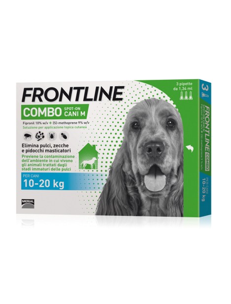 Frontline Combo Spot-On Antiparassitario Per Cani 3 Pipette 1,34 Ml - Peso 10-20 Kg