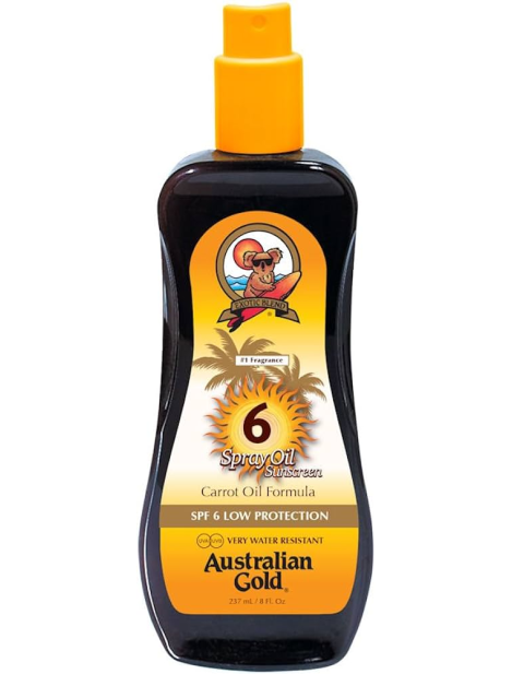 Australian Gold Spray Oil Sunscreen With Tea Tree And Carrot Oils Spf 6 Protezione Solare 237 Ml