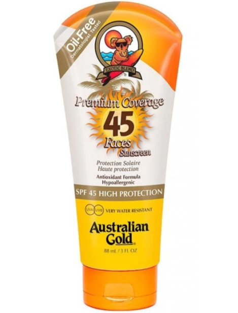 Australian Gold Premium Coverage Faces Sunscreen Spf 45 Protezione Solare Viso 88 Ml