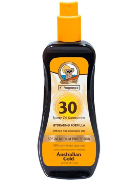 Australian Gold Spray Oil Sunscreen With Tea Tree And Carrot Oils Spf 30 Protezione Solare 237 Ml