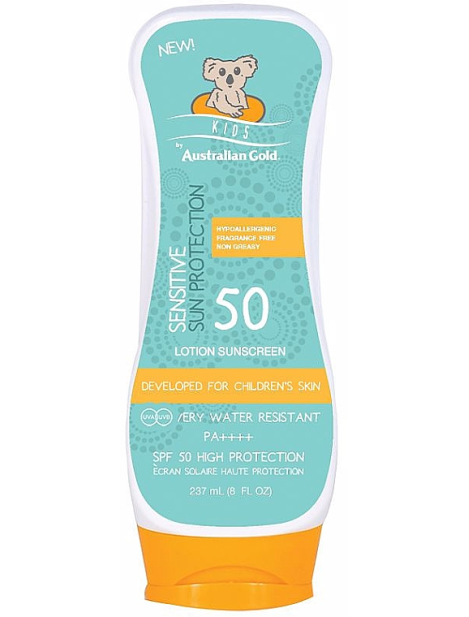 Australian Gold Sensitive Sun Protection Spf 50 Protezione Solare Formulato Per La Pelle Dei Bambini 237 Ml