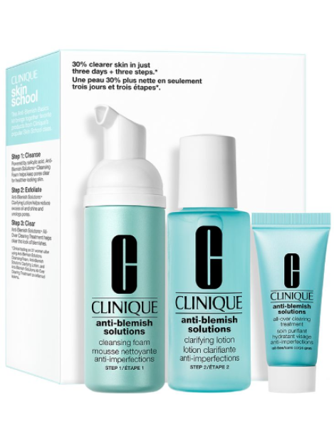 Clinique Cofanetto Anti Blemish Solutions Cleansing Foam 50 Ml + Clarifying Lotion 60 Ml + All Over Clearing Treatment 15 Ml