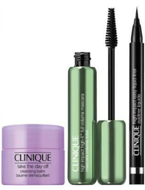 Clinique Cofanetto High Impact High - Fi Full Volume Mascara Mascara Full Size High Impact High-Fi Full Volume In Intense Black 10 Ml + Eyeliner Liquido High Impact Easy In Black 0.34 Gr + Balsamo Struccante Take The Day Off 15 Ml