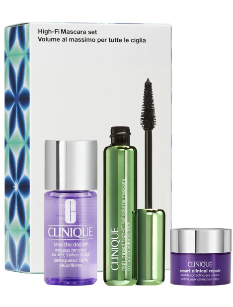 Clinique Cofanetto High Impact™ High-Fi Total Volume Mascara Nero + Smart Clinical Repair Wrinkle Correcting Eye Cream 5 Ml + Take The Day Off  Makeup Remover 