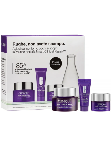 Clinique Cofanetto Smart Clinical Repair Set Smart Eye Smart Wrinkle Correcting Eye Cream In Full Size 15 Ml + Serum 10 Ml + Cream 5 Ml