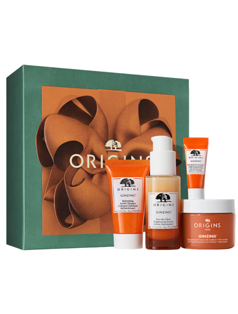 Origins Cofanetto The Magic Of Ginzing Scrub Detergente 30 Ml + Siero Illuminante 30 Ml + Crema Viso 50 Ml + Crema Contorni Occhi 5 Ml