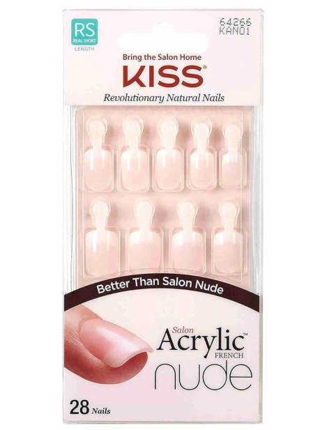 Kiss Salon Acrylic French Nude Kit Unghie Artificiali 28 Unghie - Cod. Kan01 Real Short
