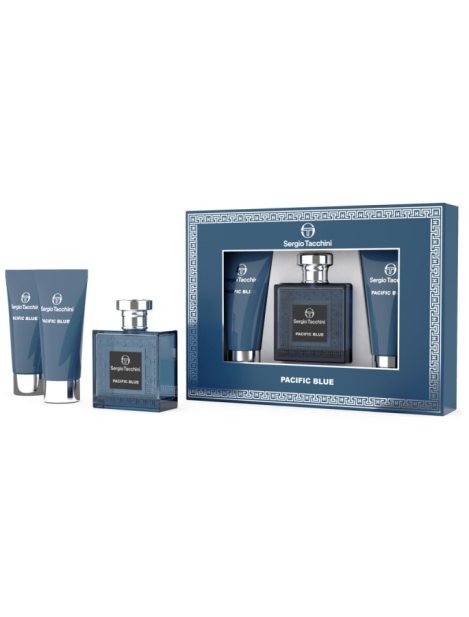 Sergio Tacchini Cofanetto Pacific Blue Eau De Toilette Uomo 100Ml + Shower Gel 100Ml + After Shave Balm 100 Ml