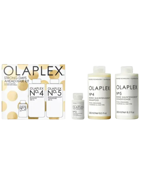 Olaplex Cofanetto Strong Days Ahead Kit Nº3 Hair Perfector 50 Ml + Nº4 Bond Maintenance Shampoo 250 Ml + Nº5 Bond Maintenance Conditioner 250 Ml