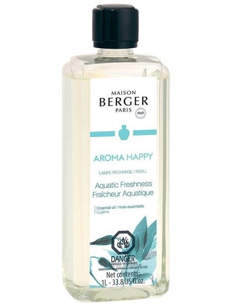Berger Aroma Happy Ricarica Lampada Profumo Per Ambiente Fraîcheur Aquatique - 1 L