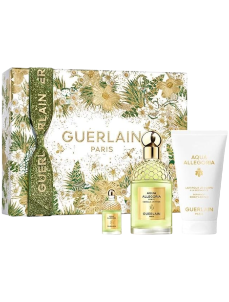 Guerlain Cofanetto Aqua Allegoria Forte Nerolia Vetiver - Eau De Parfum Unisex 75 Ml Vapo + Eau De Parfum Unisex 7.5 Ml Vapo + Lozione Corpo 75 Ml