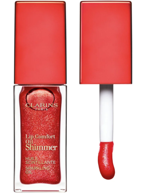 Clarins Lip Comfort Oil Shimmer – Olio Scintillante Colore E Lucentezza Labbra 07 Red Hot