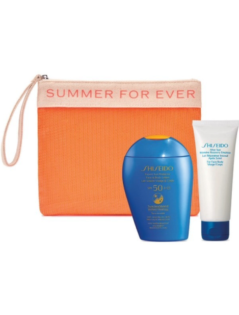 Shiseido Cofanetto Sun Protection Essentials Protezione Solare + Emulsione Doposole + Pochette - 3Pz