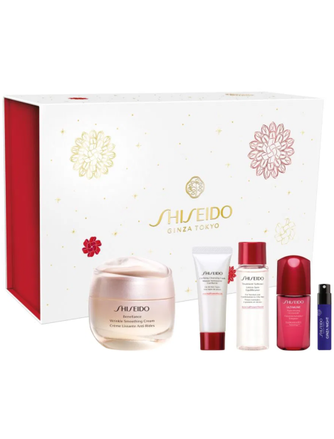 Shiseido Cofanetto Benefiance Benefiance Wrinkle Smoothing Cream 50 Ml + Clarifying Cleansing Foam 15 Ml + Treatment Softener 30 Ml + Ultimune Power Infusing Concentrate 10 Ml + Ginza Night Eau De Parfum Intense 0.6 Ml