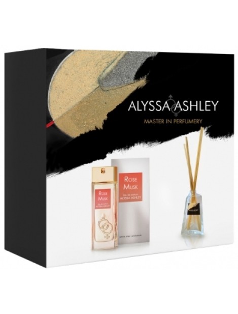 Alyssa Ashley Cofanetto Rose Musk Eau De Parfum Donna 50 Ml + Profumo D'ambiente 50 Ml