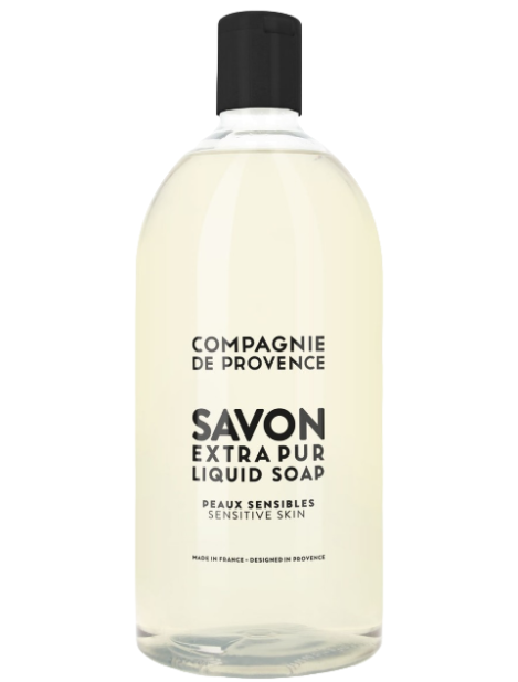 Compagnie De Provence Savon Extra Pur Liquid Soap Peaux Sensibles Sensitive Skin Sapone Liquido Pelle Sensibile Ricarica 1L