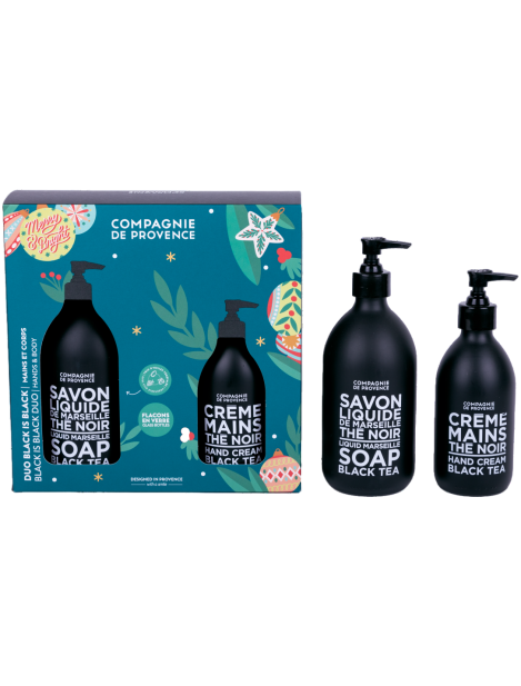 Compagnie De Provence Cofanetto The Nero Sapone Liquido 500 Ml + The Nero Crema Mani 300 Ml 