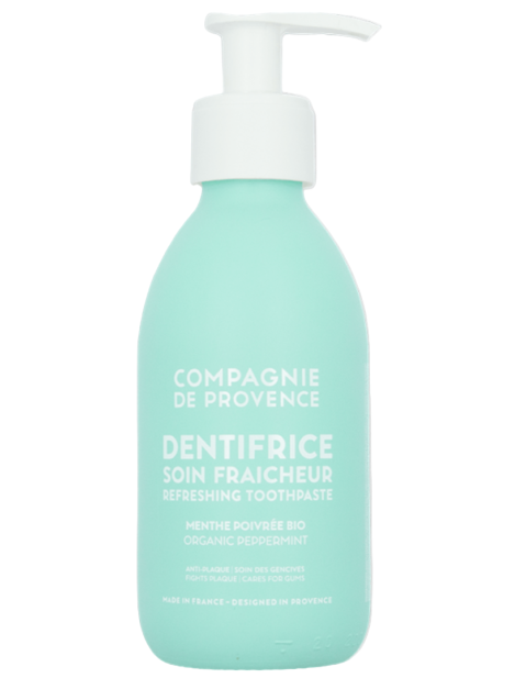 Compagnie De Provence Dentifrice Soin Fraicheur Refreshing Toothpaste Mente Poivrée Bio Organic Peppermint Dentifricio 180 Ml