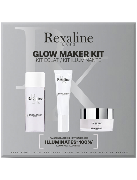 Rexaline Cofanetto Glow Maker Kit – Cystal Bright Lotion 50 Ml + Crystal Bright Serum 10 Ml + Cystam Bright Creme 20 Ml