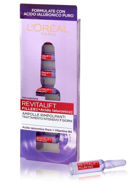 L'oréal Revitalift Filler + Acido Ialuronico Ampolle Rimpolpanti Trattamento Intensivo 7 Giorni - 7 X 1,3 Ml