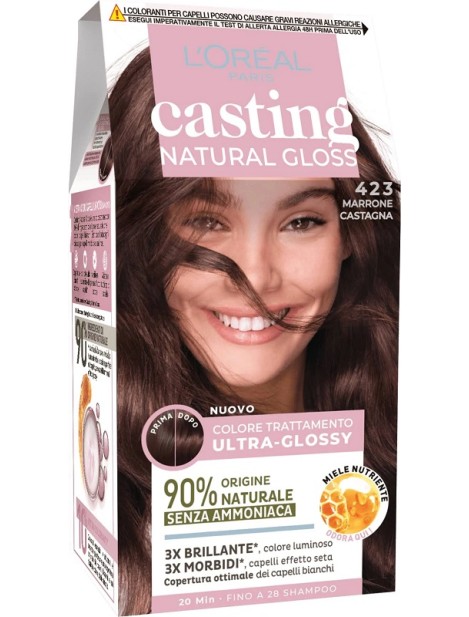 L'oréal Paris Casting Natural Gloss Colore Trattamento Ultra-Glossy - 423 Marrone Castagna