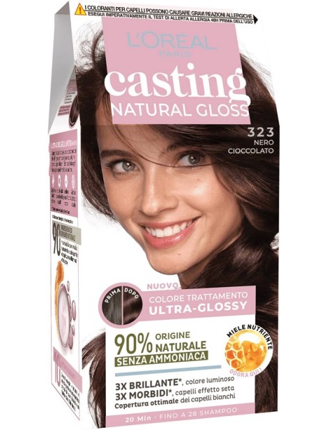 L'oréal Paris Casting Natural Gloss Colore Trattamento Ultra-Glossy - 323 Nero Cioccolato