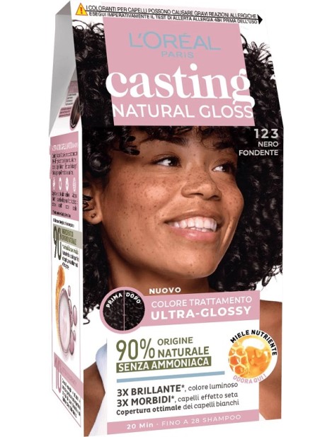 L'oréal Paris Casting Natural Gloss Colore Trattamento Ultra-Glossy - 123 Nero Fondente