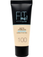 Maybelline Fit Me! Matte + Poreless Fondotinta - 100 Warm Ivory