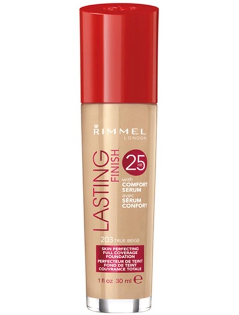 Rimmel Lasting Finish 25H Skin Perfecting Full Coverage Foundation - 203 True Beige