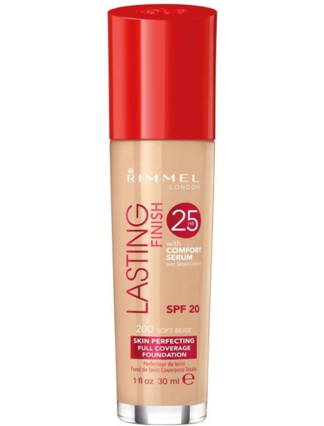 Rimmel Lasting Finish 25H Skin Perfecting Full Coverage Foundation - 200 Soft Beige