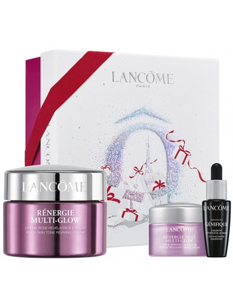 Lancôme Cofanetto Rénergie Multi-Glow Crème Rose 50 Ml + Rénergie Nuit Multi-Glow Crème 15 Ml + Advanced Génifique Concentré Activatrice De Jeunesse  10 Ml