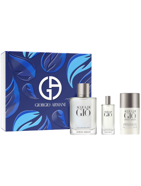 Armani Cofanetto Acqua Di Giò Pour Homme Eau De Toilette Uomo 100 Ml + Travel Size 15 Ml + Deodorante Stick 75 Gr