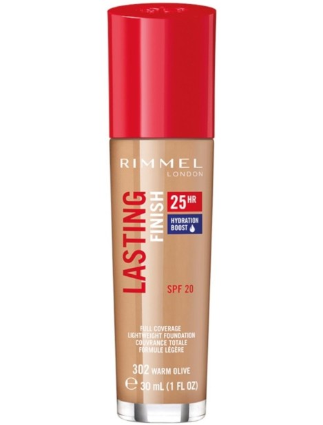 Rimmel Lasting Finish 25H Skin Perfecting Full Coverage Foundation - 302 Warm Olive
