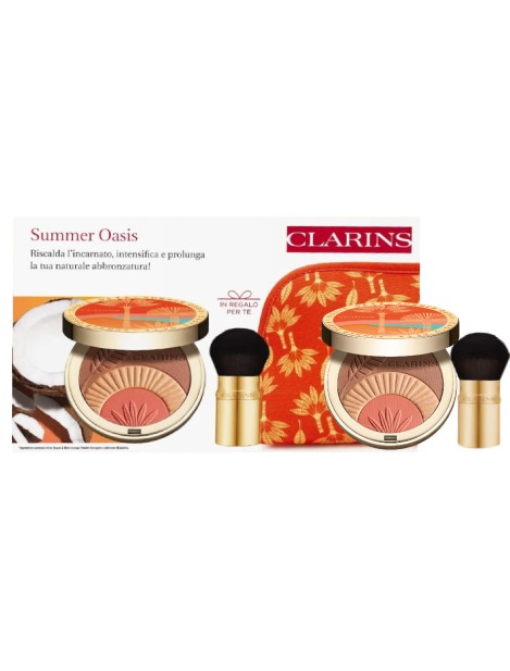 Clarins Cofanetto Summer Oasis – Ever Bronze & Blush Compact Powder 10 G + Pennello Kabuki + Trousse