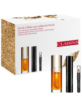 Clarins Cofanetto Lip Comfort Oil 01 Olio Nutriente Labbra 7 Ml + Supra Lift & Curl Mascara + Crayon Khol
